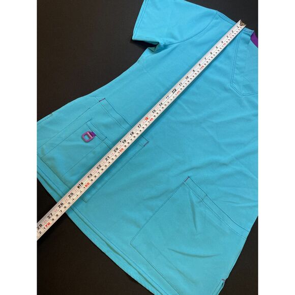 ~ Carhartt Force Sm Scrub Top V-neck Pockets Womens Cross-Flex Aqua Scrubs - Picture 6 of 16